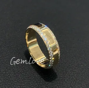 18K gold lab-grown diamond ring (men's style) with a vintage design and round cut, ideal for an engagement ring