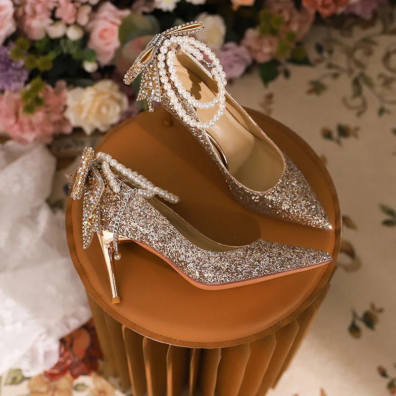 women's gold dress shoes for wedding Gold Glitter Low Heel Shoes and Clutch Bag Set: Bridal, Bridesmaid Footwear