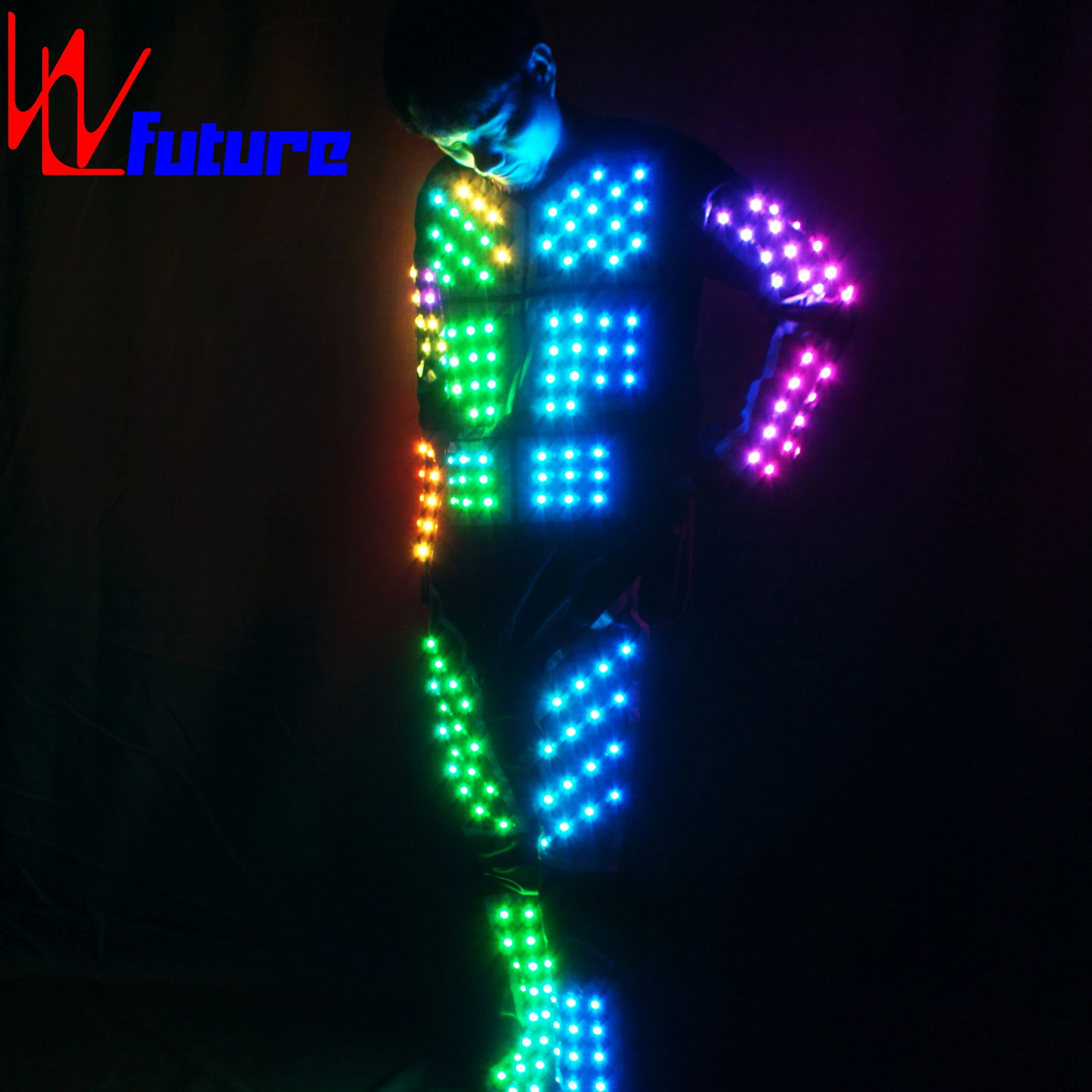 LED Robot Costume LED Tron Costume Glow in the Dark Dresses Performance Wear Electronic Dance Music Mens Clothes DJ Costumes