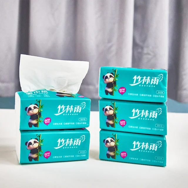 Panda Pattern Soft Business Facial Tissues 5-Layer 300-sheet Ultra-Thin Low-Order Quantity