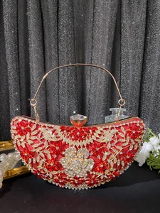 Wholesale Luxury Green Evening Clutch Bag for Women Fashion Candy Pattern with Rhinestone Crystal Bling Banquet Dinner Purse