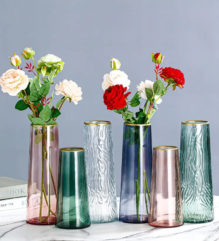 Creative Home Office Desktop Glass Vase Art Deco Design Flower Arrangement Container Wedding Everyday Use Living Room Decoration