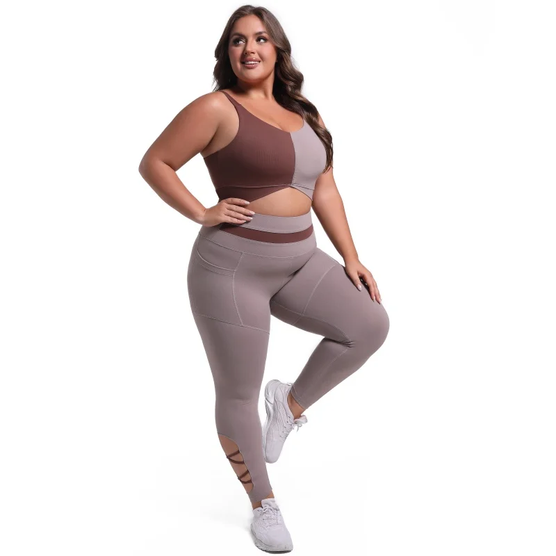 product womens plus size 2 piece tracksuit set with sports bra yoga fitness yoga pants  exercise sportswear gym clothes yoga conjuntos-60