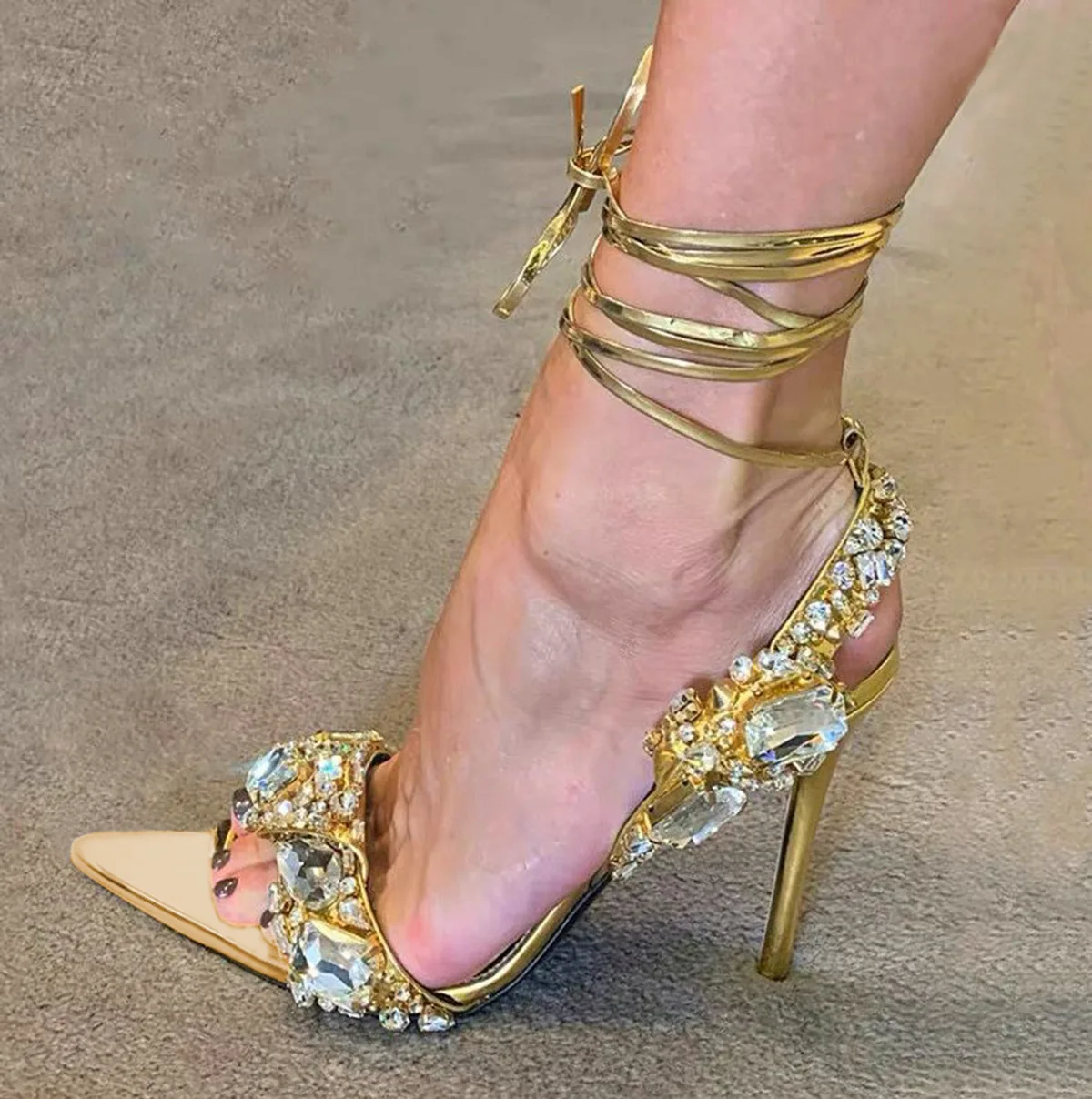 【関税&送料込】Golden  High Heel Sandals DHgate.com:Gold High Heels Chain-Link Sandals: Elegant