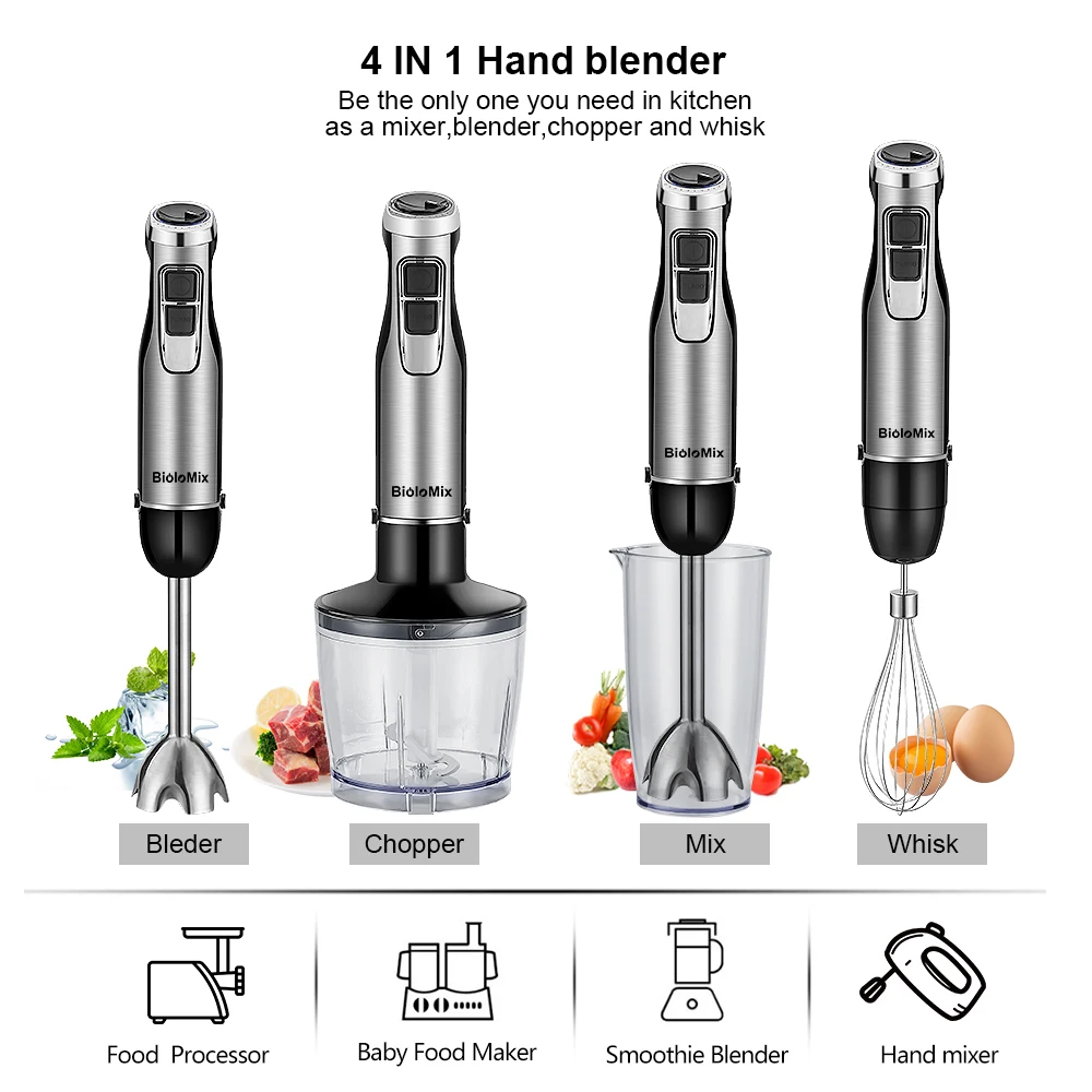 Us Plug 4-in-1 Immersion Hand Blender, 5 Speed Blender,powerful Handheld  Stick Blender With 304 Stainless Steel Blades, Chopper, Beaker, Whisk For  Smoothie, Handheld Immersion Blender With Egg Whisk,sauces Red,puree, Soup  - Temu