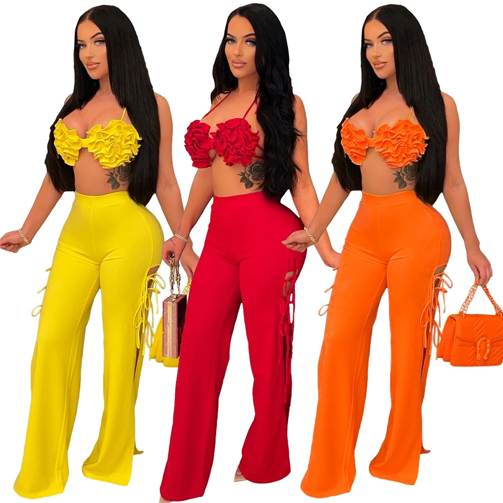 2022 New Sexy Halter Top Flare Pants 