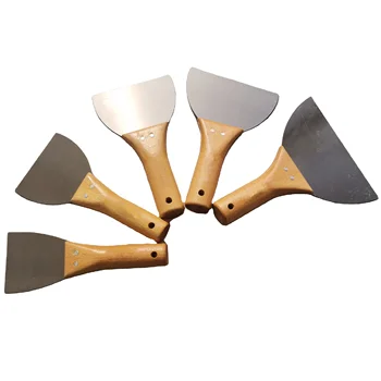 Industrial & DIY Grade Drywall Putty Knife with Wood Handle Carbon Steel Paint Scraper for Wallpaper Removal