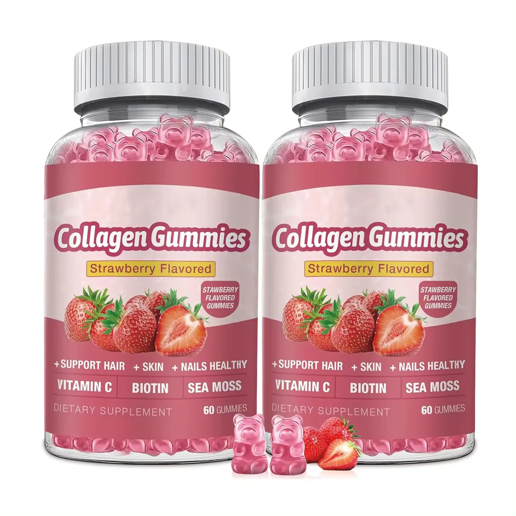 Customized enhanced collagen biotin hyaluronic acid multiple vitamins Irish sea moss vegetarian gummies anti-aging supplement