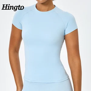 Manufacturer Custom Short Sleeve Gym Workout Yoga Top for Adults Basic Tee Tight Tshirts Long Sleeve Fitness Tops for Women
