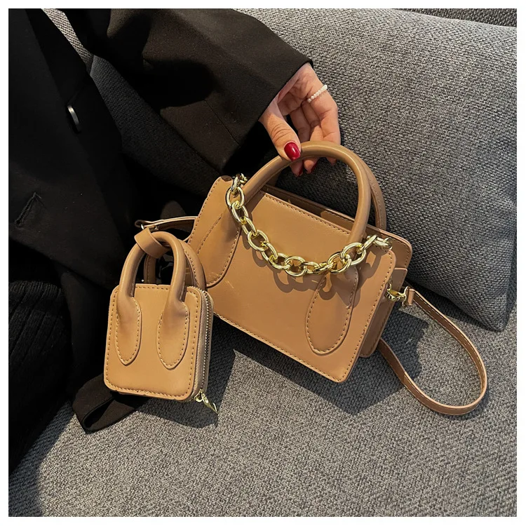 Wholesale 2021 New Fashion Handbag Sets Two Piece Of Sets Bag Solid Color  Mini Clutch Purse Sling Crossbody Shoulder Bag From m.