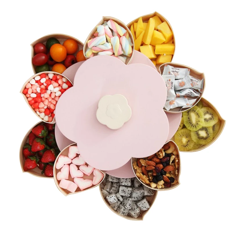 creative rotating snack box petal double single layer fruit