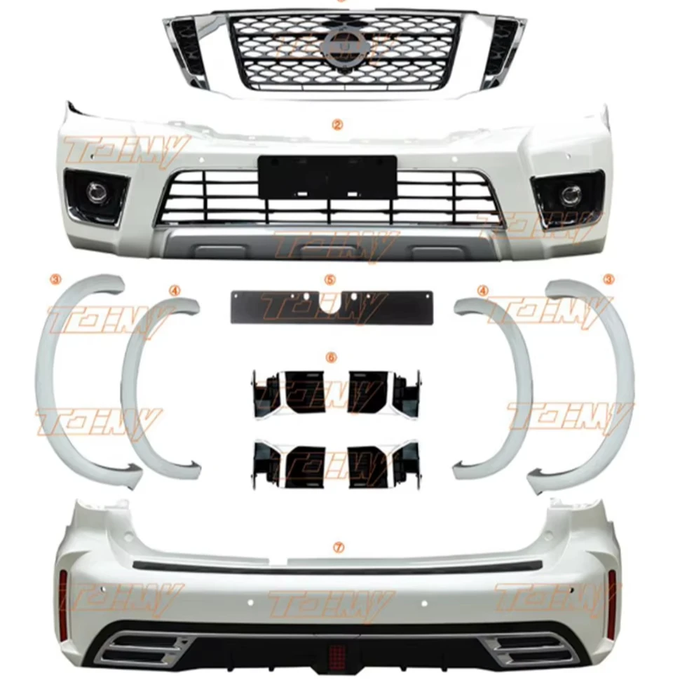 TDCMY Armada Reka Bentuk Unik Set Badan Kereta Bumper Gril Spoiler untuk Nissan Patrol Y62 2016 2017 2018 2019 2020