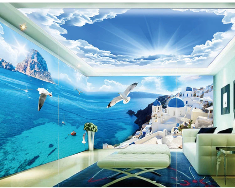 Blue Sky 写真作品 アート インテリア Amazon.com: Cliouar-Blue Sky and White Clouds Ceiling Wall
