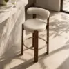 Hauteur d'assise 60 cm-cuir beige noyer