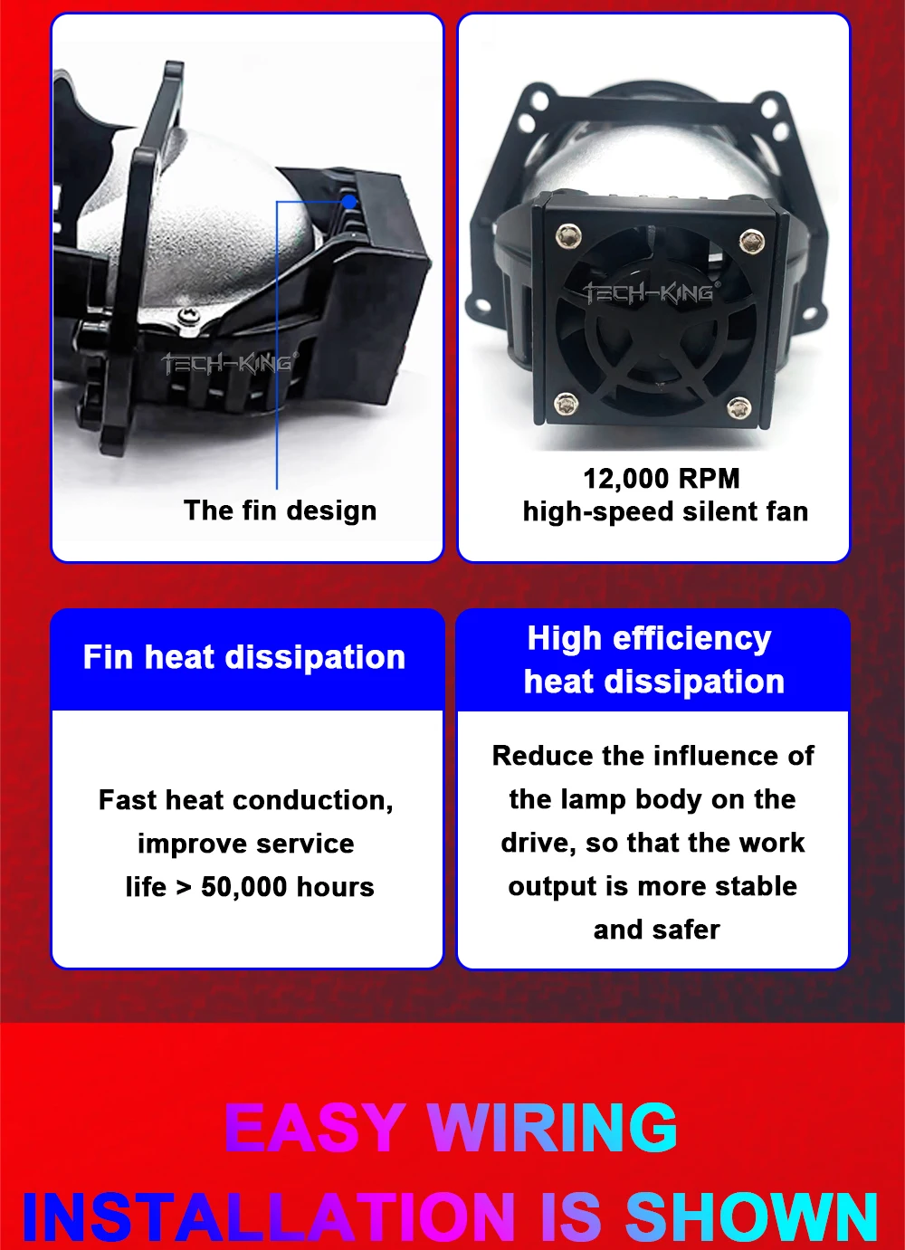 Car vw polo projector headlight 3 inches near and far light 140w 6000K car 12V led lens double light cup Projector headlights