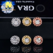 Hot Sale 10.2mm Classical 925 Sterling Silver Moissanite Ear Stud Jewelry Hip Hop Stud Earring For Women