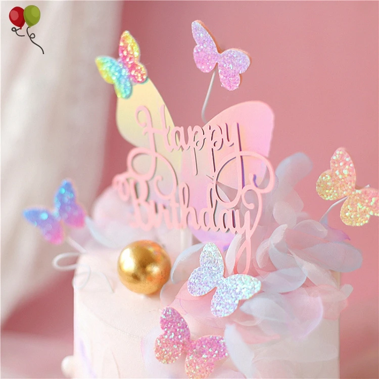 Happy Birthday Stickers laser Glitter Cake Party Decoration - Temu