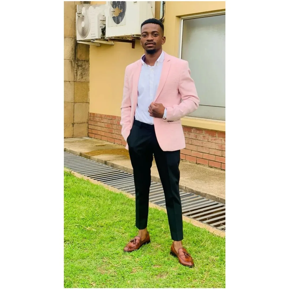 Pink Black Suit Brown Shoes Black Suit Pink Blazer With Black