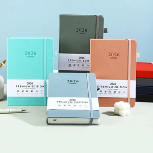 Premium A5/A6 Size Daily Planner Monthly Tabs Custom Logo PU Leather Notebook with Dated Pages for Business Use