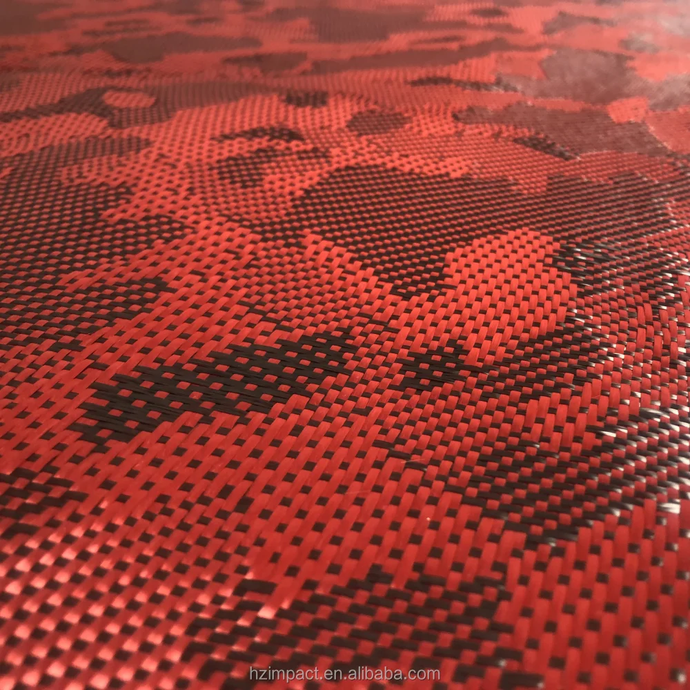 240gsm Carbon Fiber Hybrid Braided Fabric Red Carbon for Kevlar and Aramid Hybrid Cloth