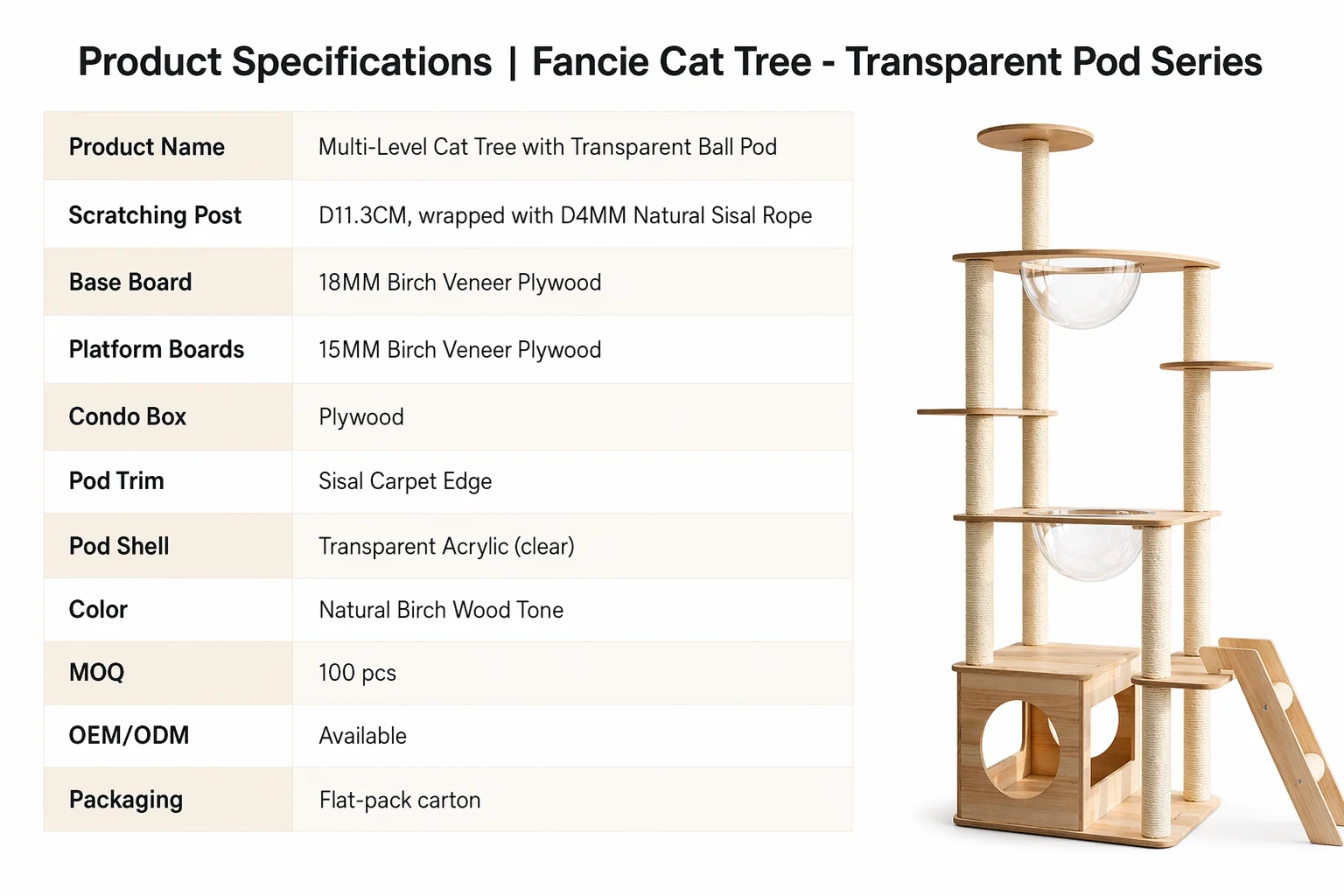 Modern Cat Tree Transparent Pod Solid — Product details 5