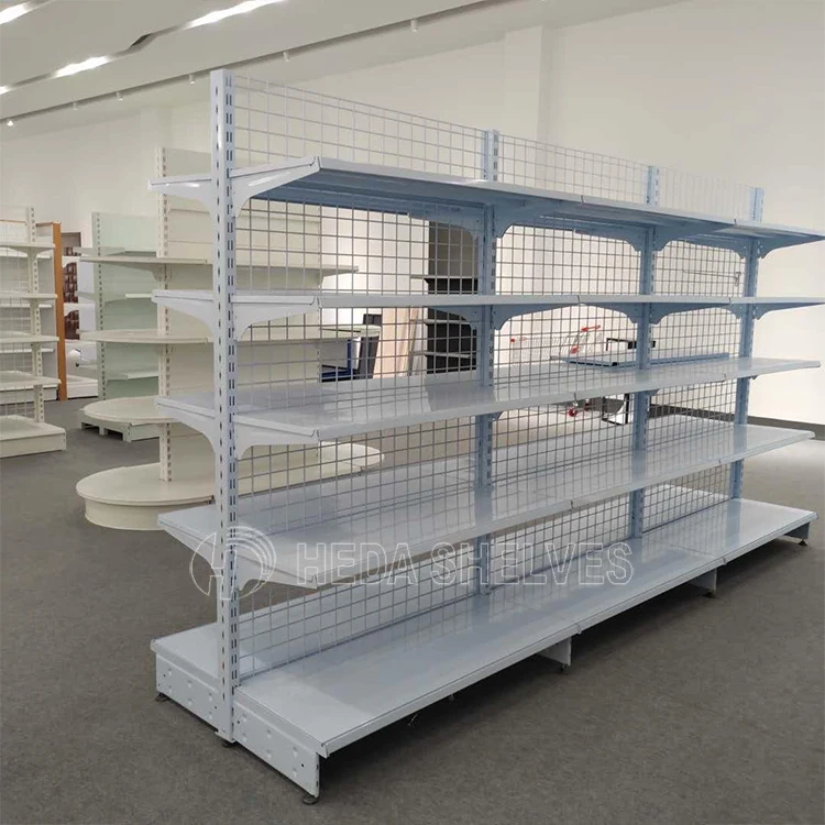 Gandola Supermarket Racks Double Side Wire Mesh Rack Convenience Store ...