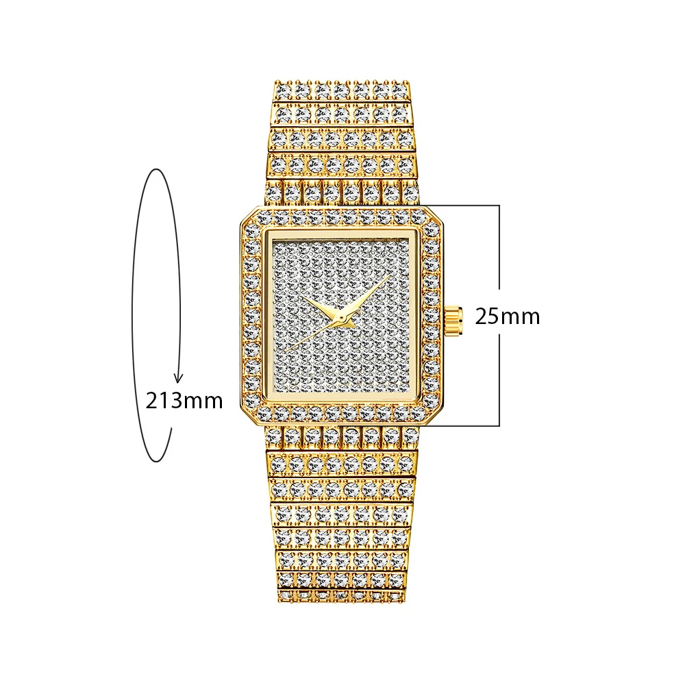 Bling Iced Out Silver Gold Women's Rapper Watch