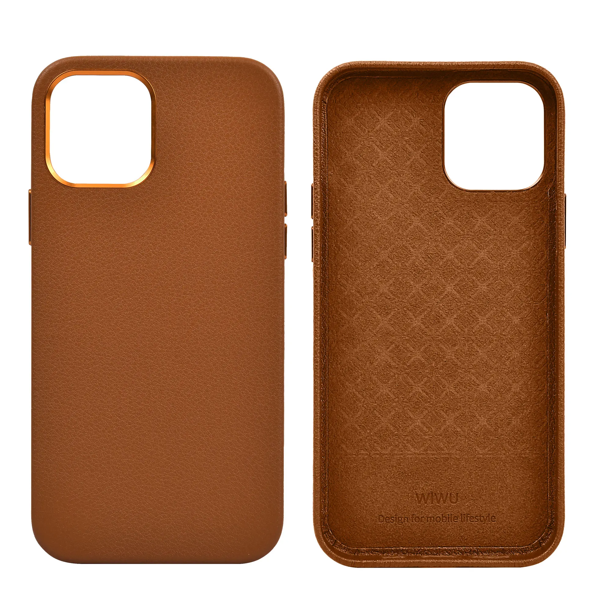 Wiwu Calfskin Leather Phone Case for IP 12 13 Shockproof Stylish