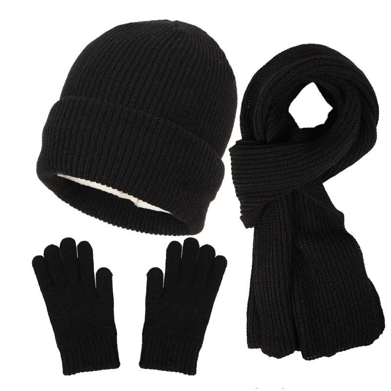 Winter Knit Hat Beanie Long Scarf Touchscreen Gloves Set display picture 1