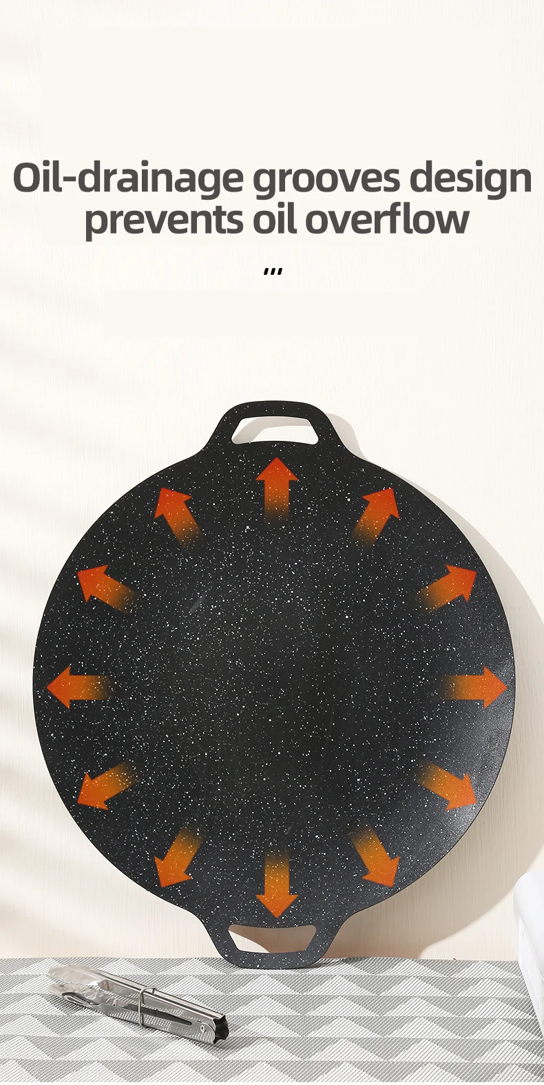 Thickened Maifan Stone BBQ Grill Pan, Non-Stick Steak & Korean BBQ, Works on Induction/Gas Stoves, Indoor/Outdoor