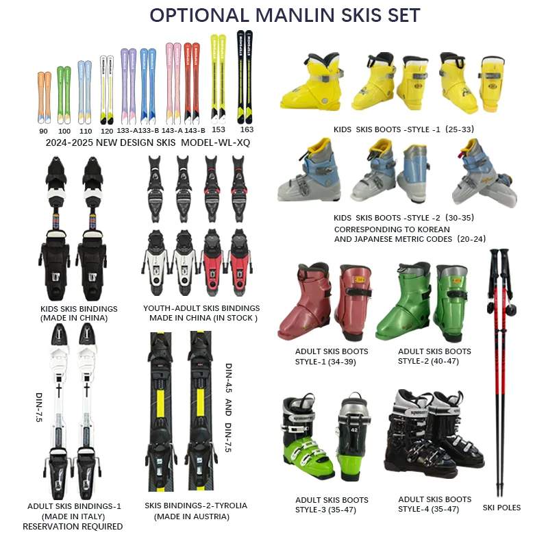 STEPSNOW Customized Design Winter Sport Equipment Set Personalized Ski Bindings Boots Wood Construction Wholesale
