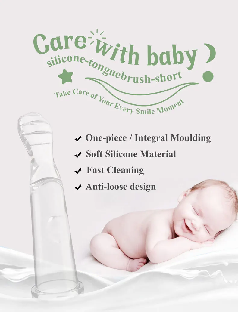 BPA Free Soft Liquid Silicone Tongue Cleaner Finger Tongue Scraper for Baby