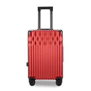 Business Lightweight Aluminum Push Luggage Red 20 Inch Trolley Suitcase