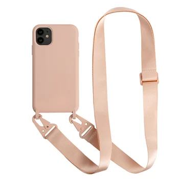For iPhone 11 pro X Xs Mas 6 7 XR Modular Necklace Silicone Hard Back Blank Shockproof Crossbody cell Phone Case With Necklace