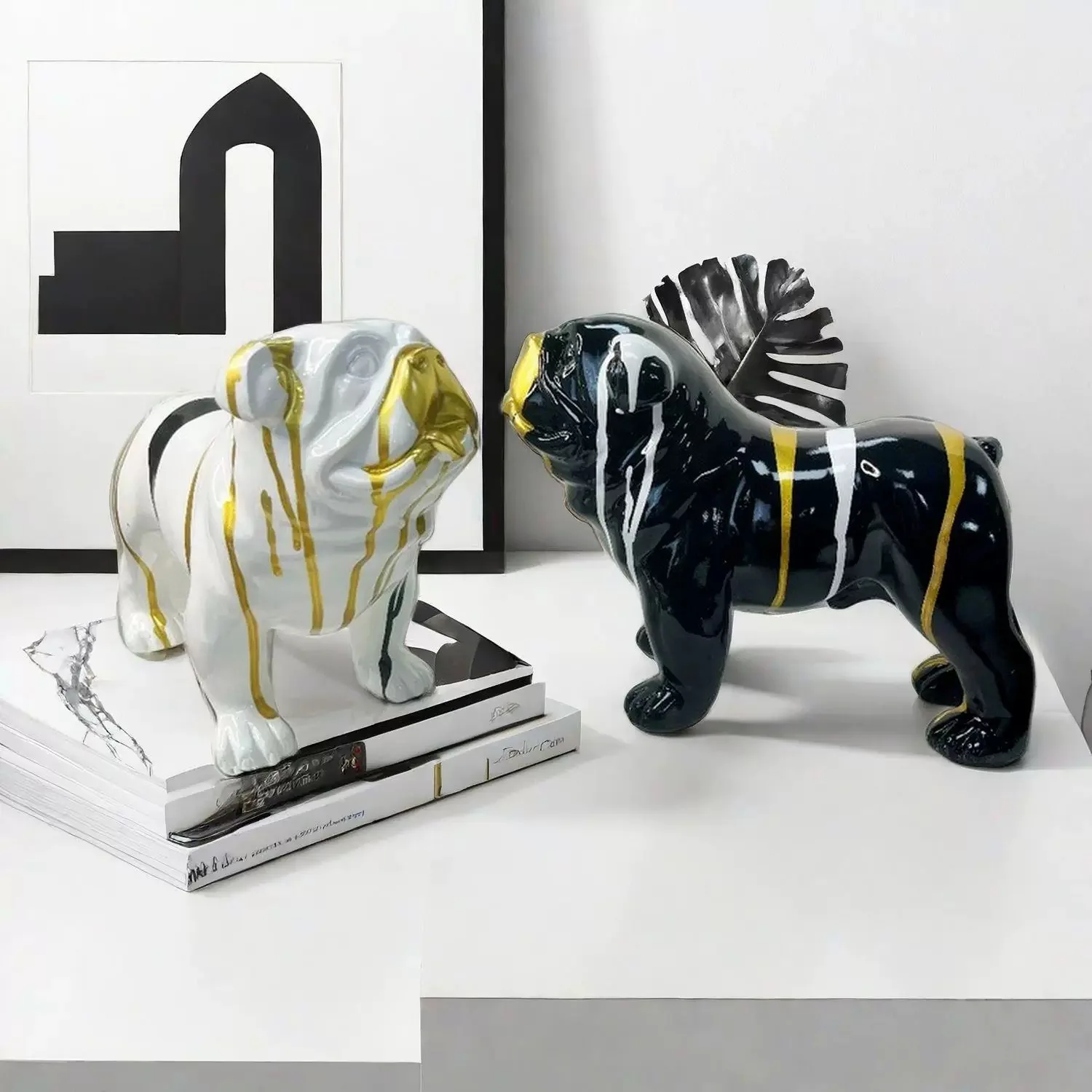 Абстрактные французские статуи бульдога скандинавский искусственный бульдог граффити роспись статуя