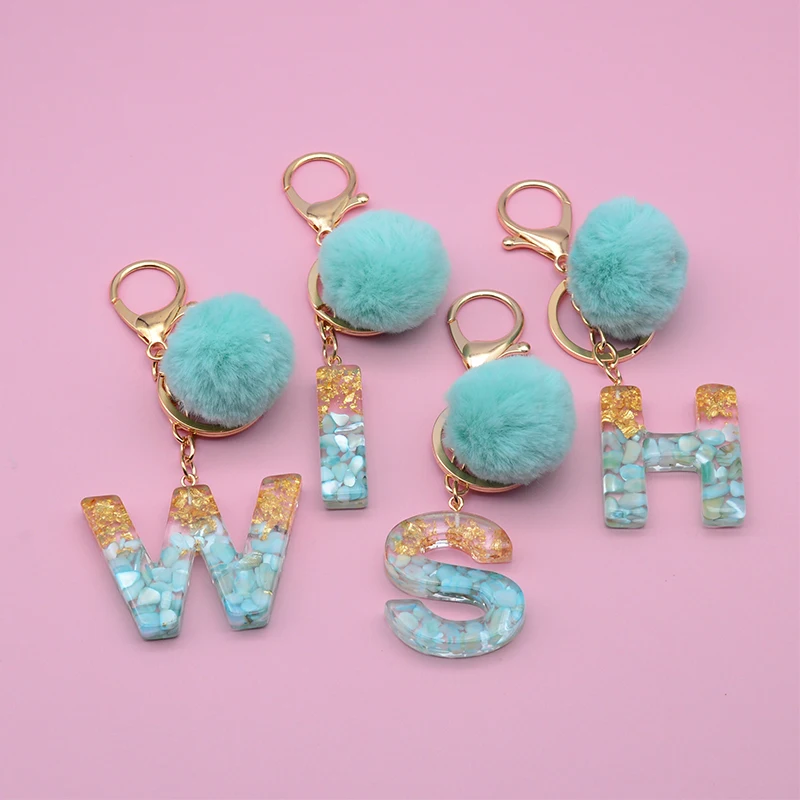 Custom Plush Letter Acrylic Glitter Bag Keychain Holder Cute Plush ...