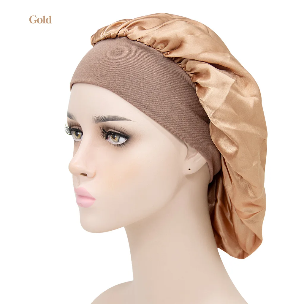 Cuffia Da Notte In Raso Per Donna - Turbante Elastico Con Fantasia Floreale, Taglia Unica