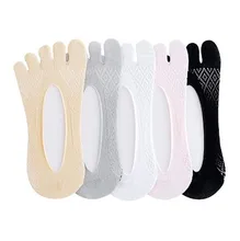 Summer Fashion Sweet Plain Mesh Thin Women Invisible Five Toe socks Custom Breathable Polyamide