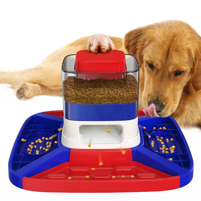 Dog Feeder Dog Food Dispenser Interactive Button Trigger Dog Puzzle Treat  Dispensing Toys Slow Feeder Dogs