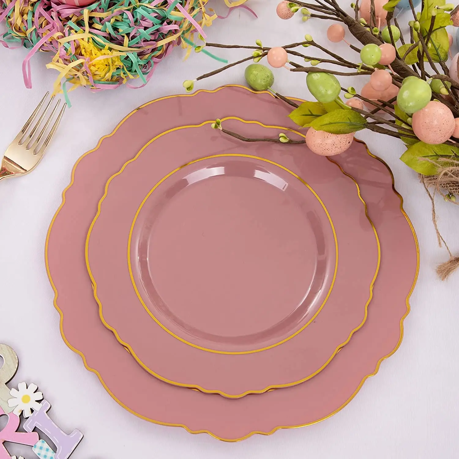 Fancy Disposable Pink Modern Unbreakable Tableware Cheap Charger Dinnerware Sets For Wedding And