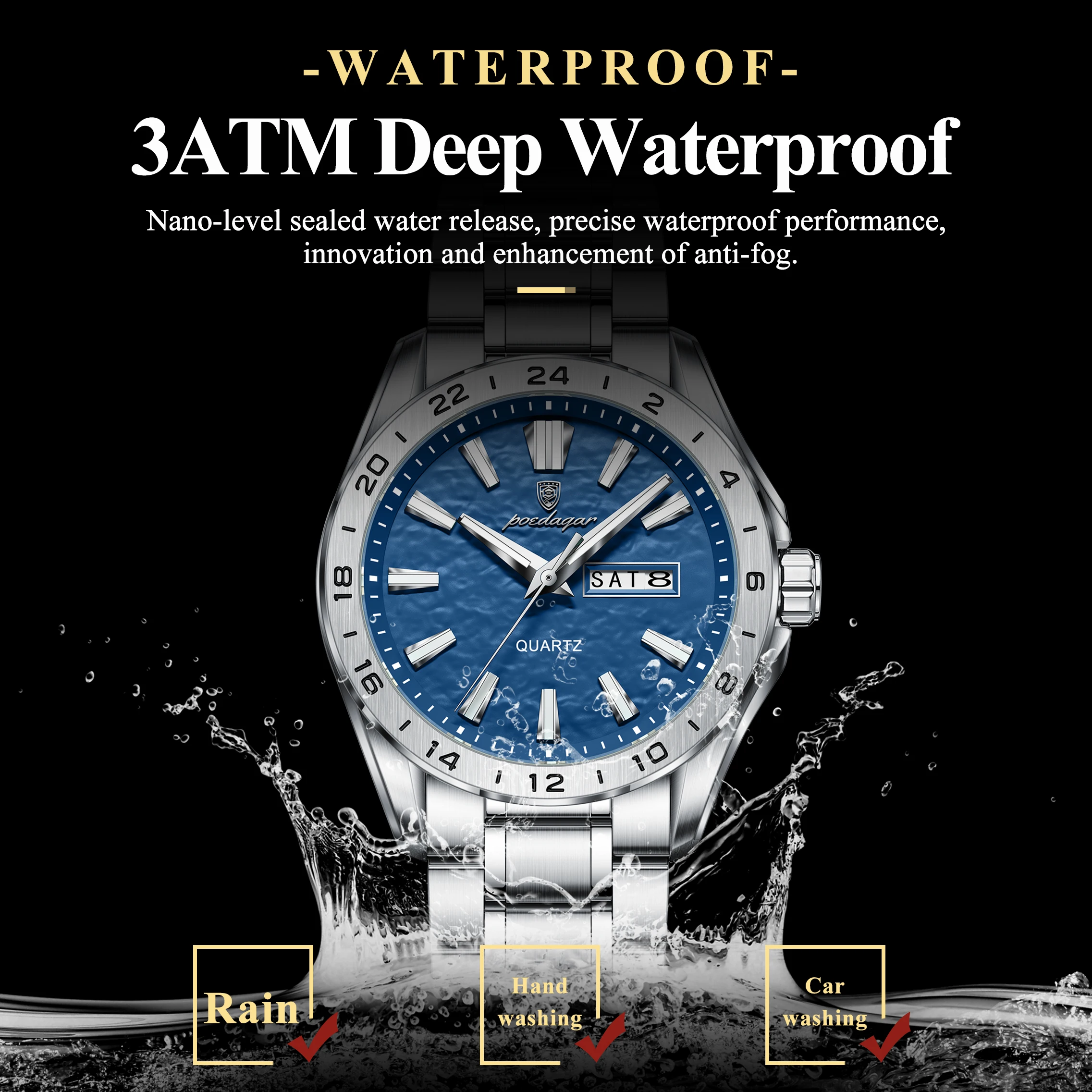 Poedagar 683 Men's Dual Calendar Luminous Watch