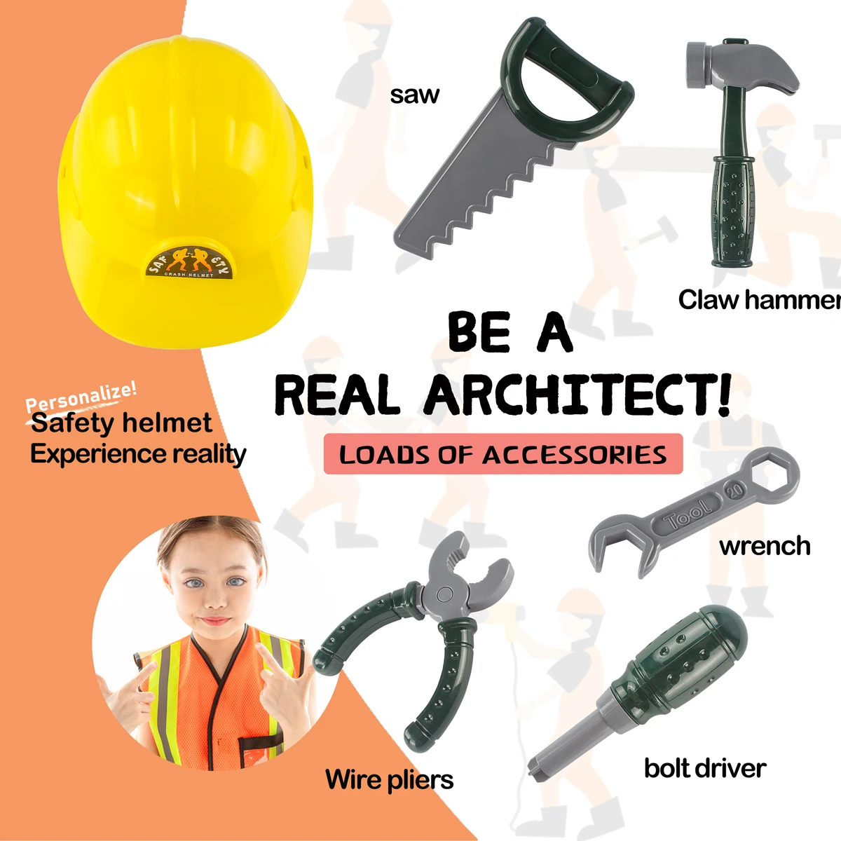 Dress up Set for Kids Engineer Costumes Pretend Play Costume Role with