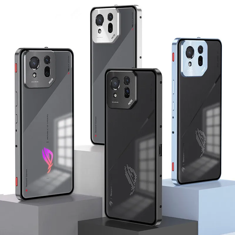 Asus ROG Phone 8ケースFunda金属アルミニウムマグネットシェルカメラ