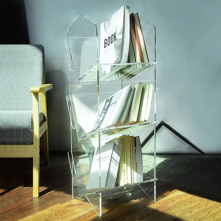 Customized Layered Transparent Acrylic Book Shelf Display Stand - Buy ...