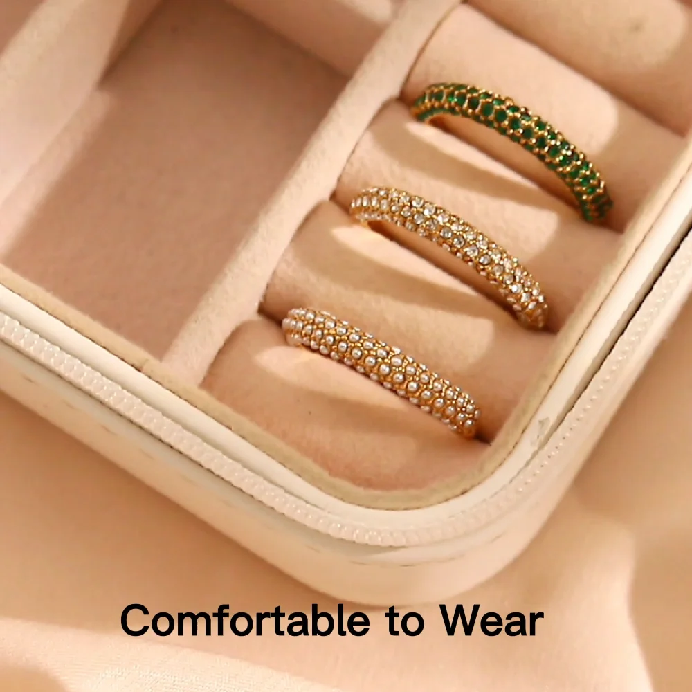 Non Tarnish Jewelry 18k Gold Plated Colorful Cubic Zircon Thin Ring