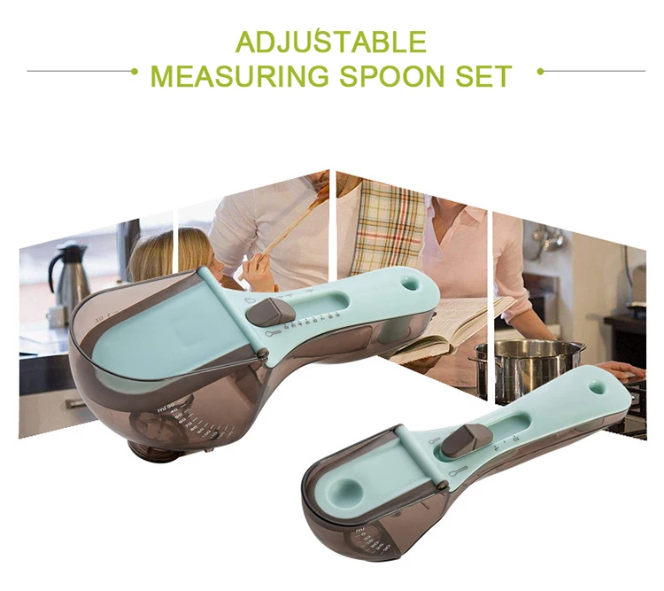 Kitchen Accessories New Creative Design Spoons Baking Tools Plastic Scale Teaspoon Adjustable Measuring Spoon Set