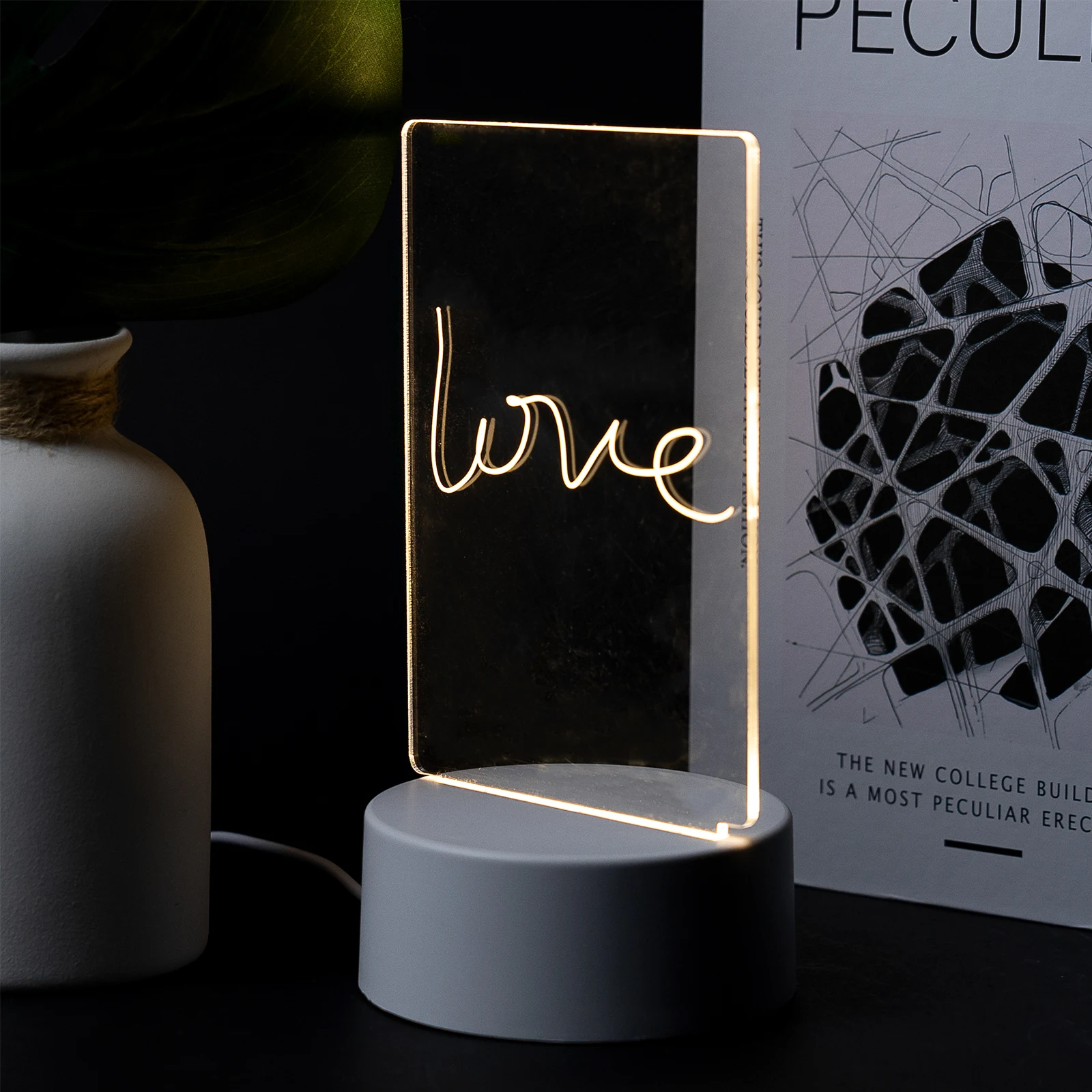 Creative Erasable Writing Board Diy Rgb Led Memo Message Luminous Note Acrylic Writing Board