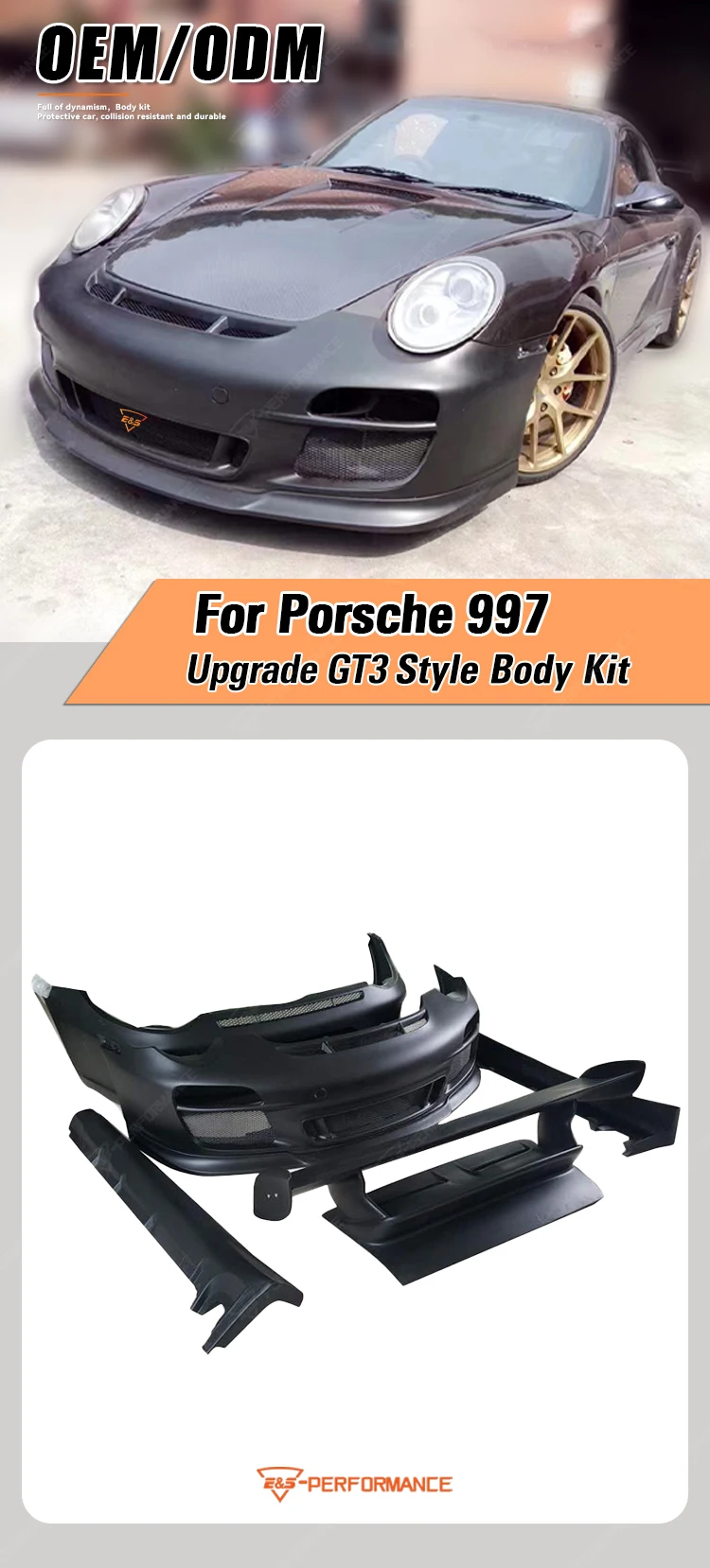 Body Kit for Porsche 911 997 Upgrade to GT3 Style Front Bumper Rear ...