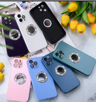 chrome TPU case for iPhone 11 12 13 14 15 Pro Max diamond hole luxury