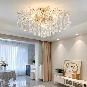Luxury French Crystal Chandelier for Living Room Dining Bedroom New Creative Water Drop Design Adjustable Height Pendant Lights